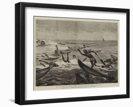 On the Way to India, Somali Boys Diving for Money at Aden-null-Framed Giclee Print