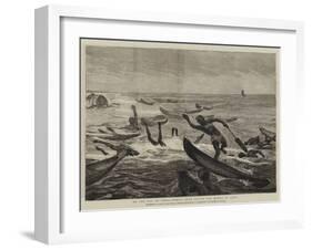 On the Way to India, Somali Boys Diving for Money at Aden-null-Framed Giclee Print