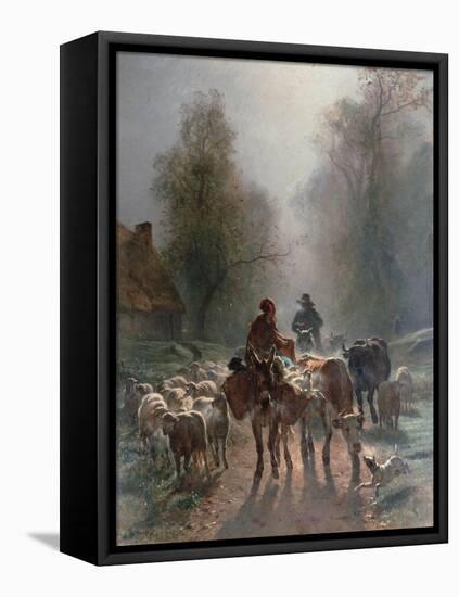 On the Way to the Market, 1859-Constant Troyon-Framed Stretched Canvas