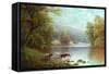 On the Wharfe, Bolton Woods-William Mellor-Framed Stretched Canvas