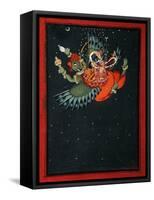 On the Wings of Garuda: Krishna and Satyabhama Fly Through the Night Sky, C.1750-null-Framed Stretched Canvas