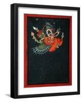 On the Wings of Garuda: Krishna and Satyabhama Fly Through the Night Sky, C.1750-null-Framed Giclee Print