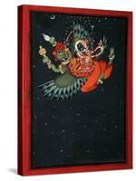 On the Wings of Garuda: Krishna and Satyabhama Fly Through the Night Sky, C.1750-null-Stretched Canvas