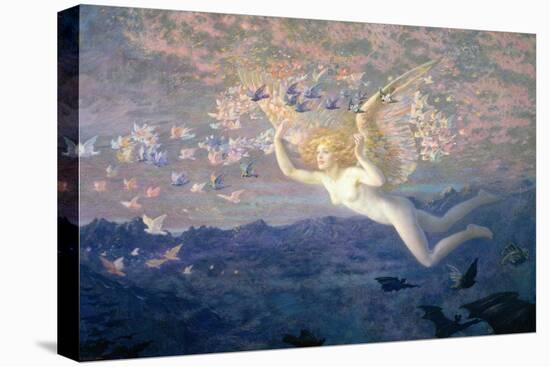 On the Wings of the Morning, 1905 (W/C Heightened with Bodycolour and Gold Paint)-Edward Robert Hughes-Stretched Canvas