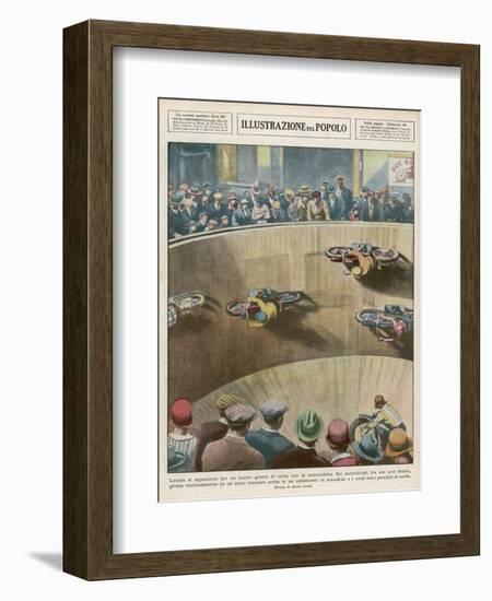 On This London "Wall of Death" the Riders are Travelling Parallel to the Ground-Alfredo Ortelli-Framed Art Print