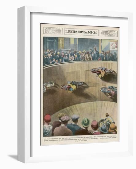 On This London "Wall of Death" the Riders are Travelling Parallel to the Ground-Alfredo Ortelli-Framed Art Print