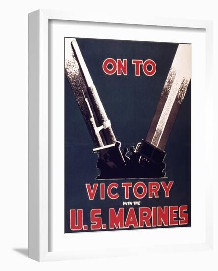On to Victory with the Us Marines, 1944-null-Framed Giclee Print
