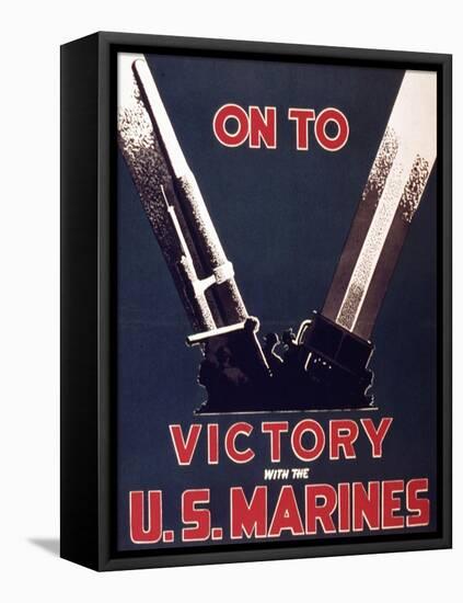 On to Victory with the Us Marines, 1944-null-Framed Stretched Canvas