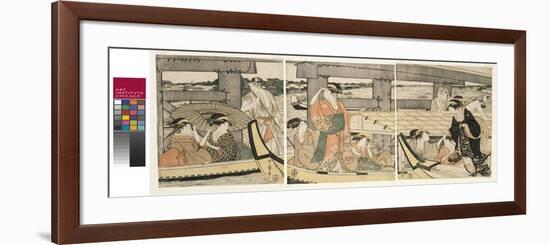 On top and beneath Ryogoku Bridge , c.1795-96-Kitagawa Utamaro-Framed Giclee Print