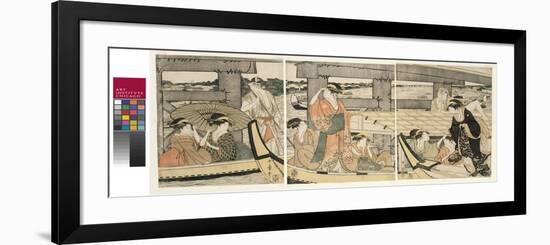 On top and beneath Ryogoku Bridge , c.1795-96-Kitagawa Utamaro-Framed Giclee Print