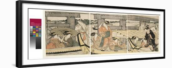 On top and beneath Ryogoku Bridge , c.1795-96-Kitagawa Utamaro-Framed Giclee Print