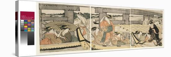 On top and beneath Ryogoku Bridge , c.1795-96-Kitagawa Utamaro-Stretched Canvas