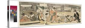 On top and beneath Ryogoku Bridge , c.1795-96-Kitagawa Utamaro-Stretched Canvas