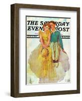 "On Top of the World" Saturday Evening Post Cover, July 11,1936-Norman Rockwell-Framed Giclee Print