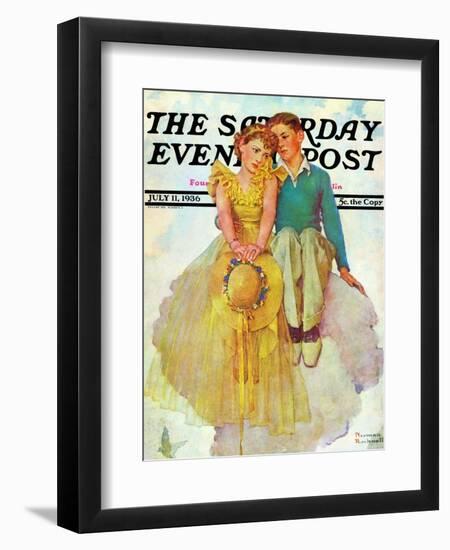 "On Top of the World" Saturday Evening Post Cover, July 11,1936-Norman Rockwell-Framed Giclee Print