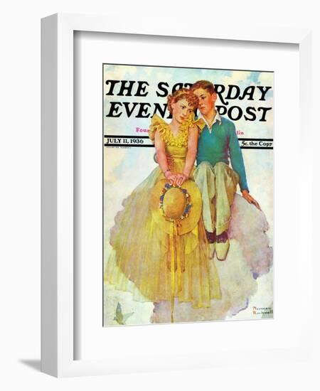 "On Top of the World" Saturday Evening Post Cover, July 11,1936-Norman Rockwell-Framed Giclee Print