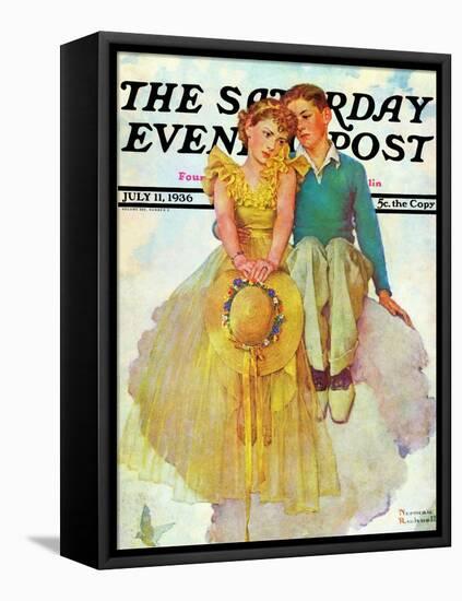 "On Top of the World" Saturday Evening Post Cover, July 11,1936-Norman Rockwell-Framed Stretched Canvas