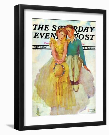 "On Top of the World" Saturday Evening Post Cover, July 11,1936-Norman Rockwell-Framed Giclee Print