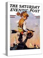 "On Top of the World" Saturday Evening Post Cover, October 20,1934-Norman Rockwell-Stretched Canvas