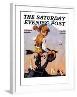 "On Top of the World" Saturday Evening Post Cover, October 20,1934-Norman Rockwell-Framed Giclee Print