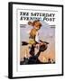 "On Top of the World" Saturday Evening Post Cover, October 20,1934-Norman Rockwell-Framed Giclee Print