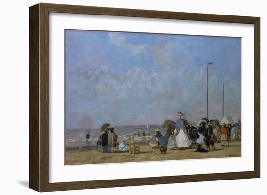 On Trouville Beach-Eugène Boudin-Framed Giclee Print