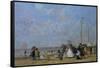 On Trouville Beach-Eugène Boudin-Framed Stretched Canvas