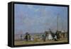 On Trouville Beach-Eugène Boudin-Framed Stretched Canvas