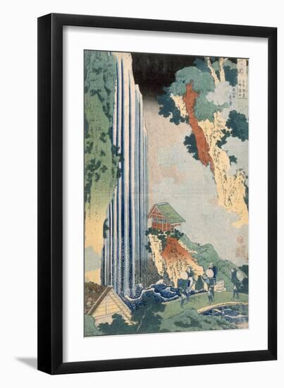 Ona Waterfall on the Kisokaido, 1827 (Colour Woodblock Print)-Katsushika Hokusai-Framed Premium Giclee Print