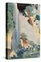 Ona Waterfall on the Kisokaido, 1827 (Colour Woodblock Print)-Katsushika Hokusai-Stretched Canvas