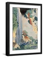 Ona Waterfall on the Kisokaido, 1827 (Colour Woodblock Print)-Katsushika Hokusai-Framed Giclee Print