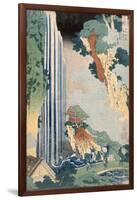 Ona Waterfall on the Kisokaido, 1827 (Colour Woodblock Print)-Katsushika Hokusai-Framed Giclee Print