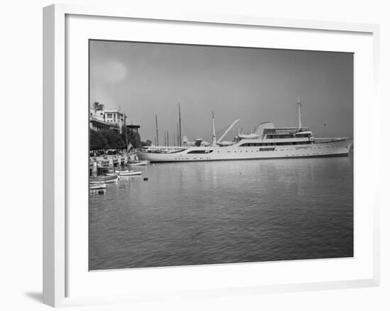 Onasis Yacht Docked near Shore-Philip Gendreau-Framed Photographic Print