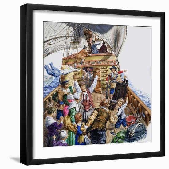 Onboard the Mayflower-null-Framed Giclee Print