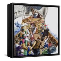 Onboard the Mayflower-null-Framed Stretched Canvas