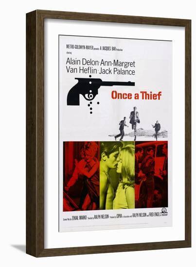 Once a Thief, Bottom Center from Left: Alain Delon, Ann-Margret, 1965-null-Framed Art Print