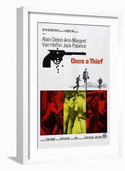 Once a Thief, Bottom Center from Left: Alain Delon, Ann-Margret, 1965-null-Framed Art Print