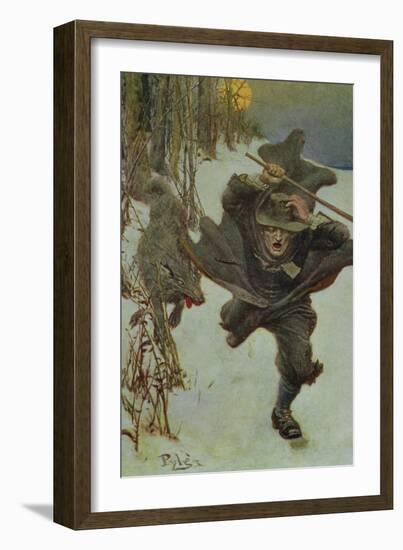 Once it Chased Doctor Wilkinson into the Very Town Itself, Illustration from "The Salem Wolf"-Howard Pyle-Framed Giclee Print