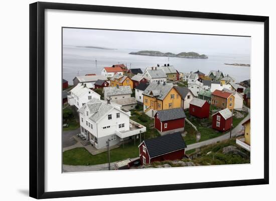 Once Small Fishing Village on Tiny Island of Ona, Now Summer Cabins, Ona, Sandoy, Norway-David Lomax-Framed Photographic Print