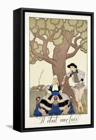 Once Upon a Time, from 'Falbalas and Fanfreluches, Almanach des Modes Présentes, Passées et…-Georges Barbier-Framed Stretched Canvas