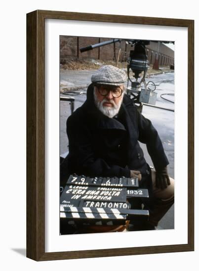Once Upon a Time in America 1984 Directed by Sergio Leone on the Set, the Director Sergio Leone.-null-Framed Photo