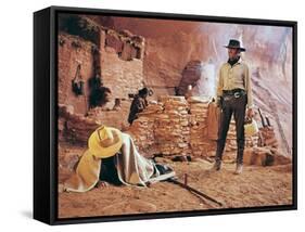 Once Upon a Time in the West by SergioLeone with Henry Fonda (1905 - 1982), here c, 1968 (photo)-null-Framed Stretched Canvas