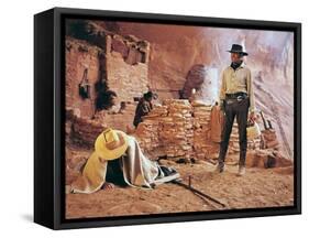 Once Upon a Time in the West by SergioLeone with Henry Fonda (1905 - 1982), here c, 1968 (photo)-null-Framed Stretched Canvas