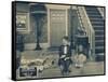 ONE A.M., Charlie Chaplin on lobbycard, 1916-null-Framed Stretched Canvas