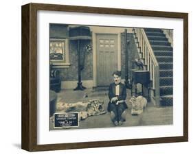 ONE A.M., Charlie Chaplin on lobbycard, 1916-null-Framed Art Print