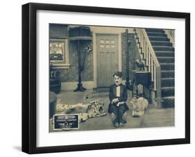 ONE A.M., Charlie Chaplin on lobbycard, 1916-null-Framed Art Print