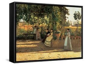 One Afternoon (Or the Pergola)-Silvestro Lega-Framed Stretched Canvas