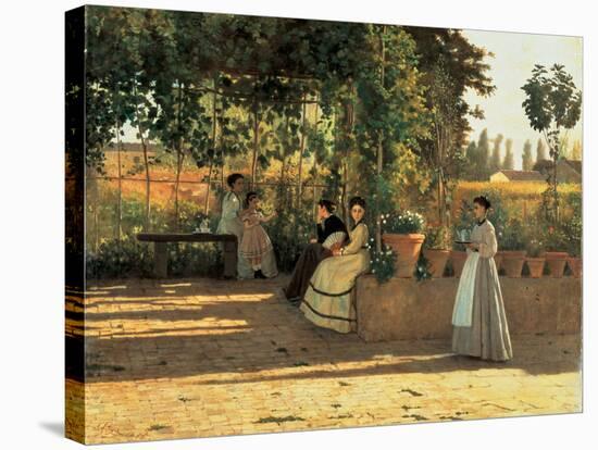 One Afternoon (Or the Pergola)-Silvestro Lega-Stretched Canvas