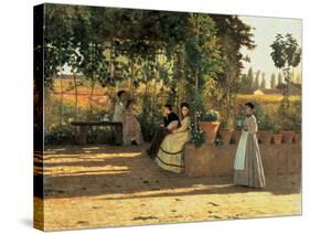 One Afternoon (Or the Pergola)-Silvestro Lega-Stretched Canvas