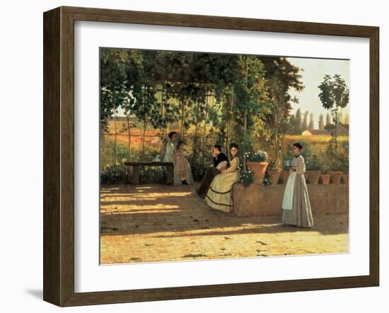 One Afternoon (or The Pergola)-Silvestro Lega-Framed Art Print